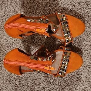 Orange color Jeffrey Campbell studded heels sz7